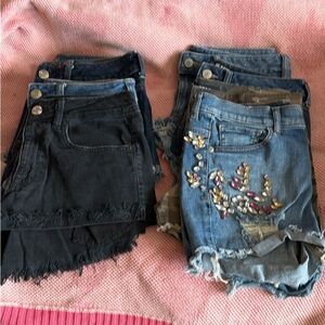 American Eagle Outfitters Black and Blue Jean Shorts